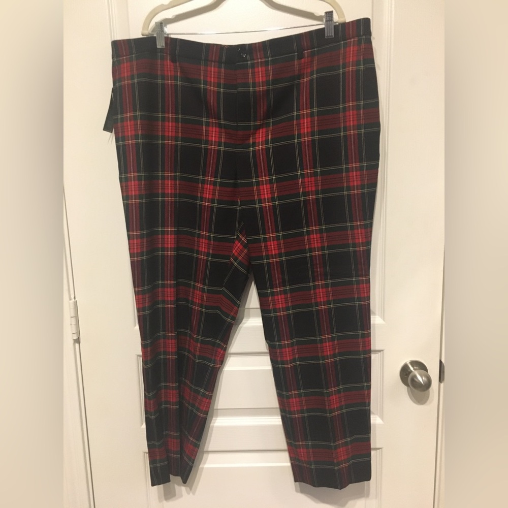 NWT Ralph Lauren Tartan Plaid Pants (Red/Black/Blue/Green Multi), Sz 18W